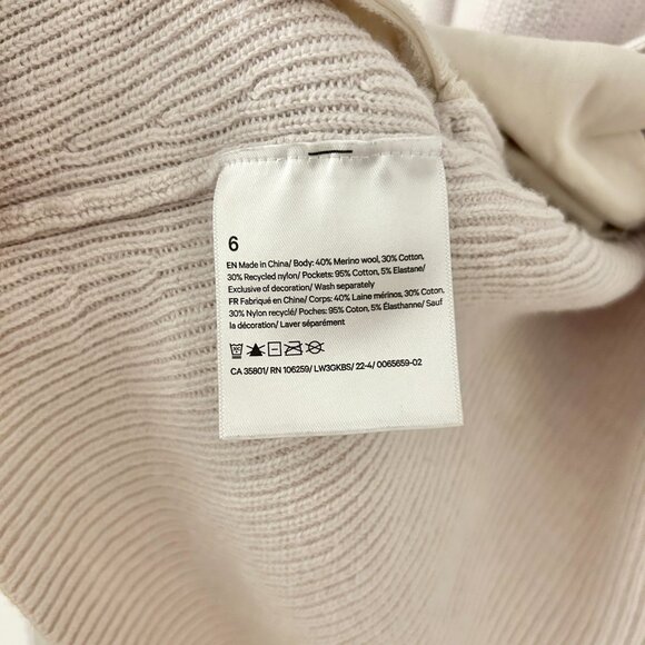 Lululemon Ribbed Long Wrap Sweater Merino Wool-Blend in White Opal Size 6 - Picture 8 of 10